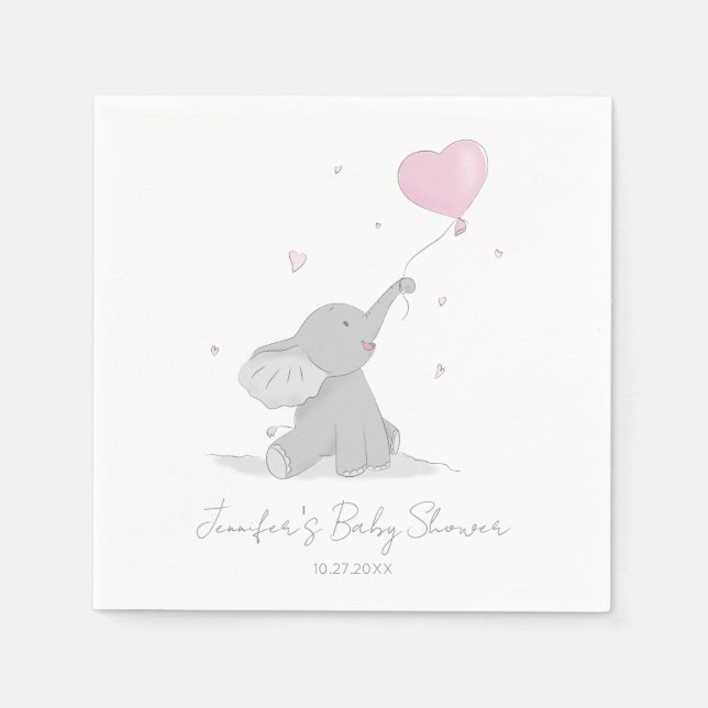 Niedlicher Elefant mit Balloon Baby Dusche Serviette (Vorderseite)