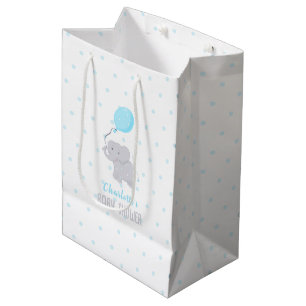 Niedlicher Elefant mit Balloon Baby Shower Boy Mittlere Geschenktüte