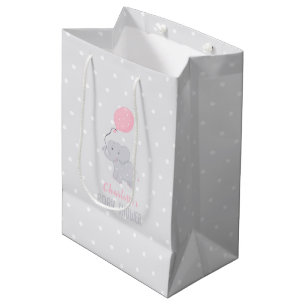 Niedlicher Elefant mit Balloon Baby Shower Girl Mittlere Geschenktüte