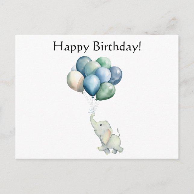Niedlicher Elefant mit Balloons Postkarte (Vorderseite)