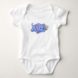 Niedlicher Elefant mit Blume, Baby Bodysuit Strampler