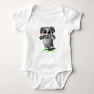 Niedlicher Elefant mit Blume Baby Bodysuit Strampler