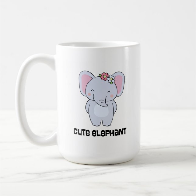 Niedlicher Elefant mit Blume-Headband Kaffeetasse (Links)