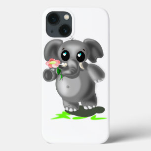 Niedlicher Elefant mit Blume iPhone Case