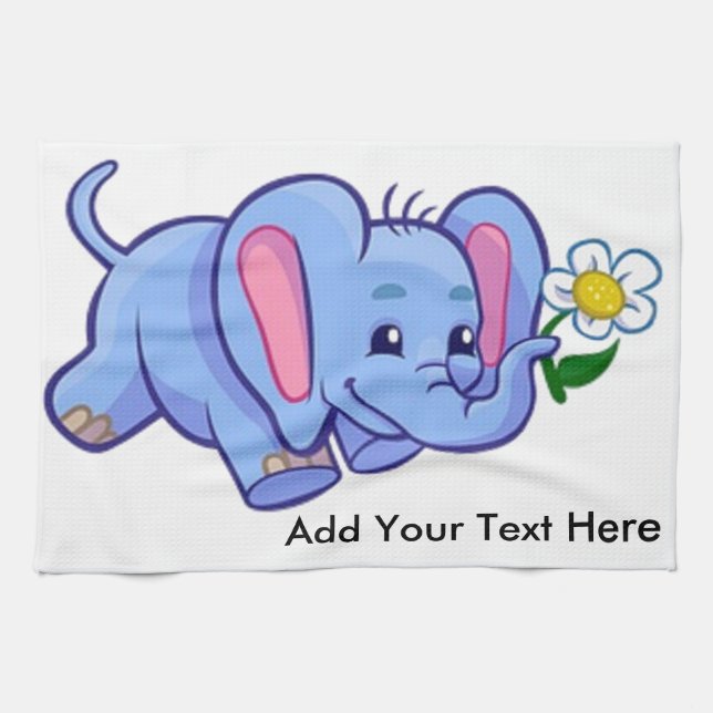 Niedlicher Elefant mit Blume Jungle Animal Kids Handtuch (Horizontal)