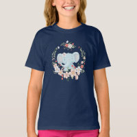 Niedlicher Elefant mit Blume Kranz