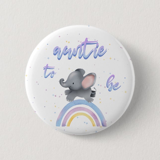 Niedlicher Elefant mit bunten Regenbogen Button (Vorderseite)