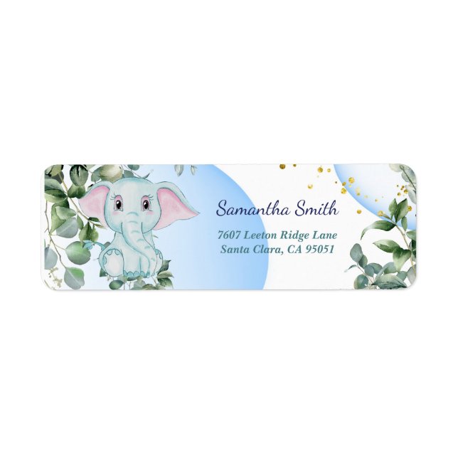 Niedlicher Elefant mit Eukalyptus mit Blauer Blase (Vorne)