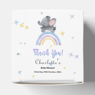 Niedlicher Elefant mit farbenfroher Rainbow Baby-D Geschenkschachtel