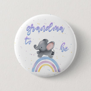 Niedlicher Elefant mit farbenfroher Regenbogen-Oma Button