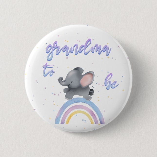 Niedlicher Elefant mit farbenfroher Regenbogen-Oma Button (Vorderseite)