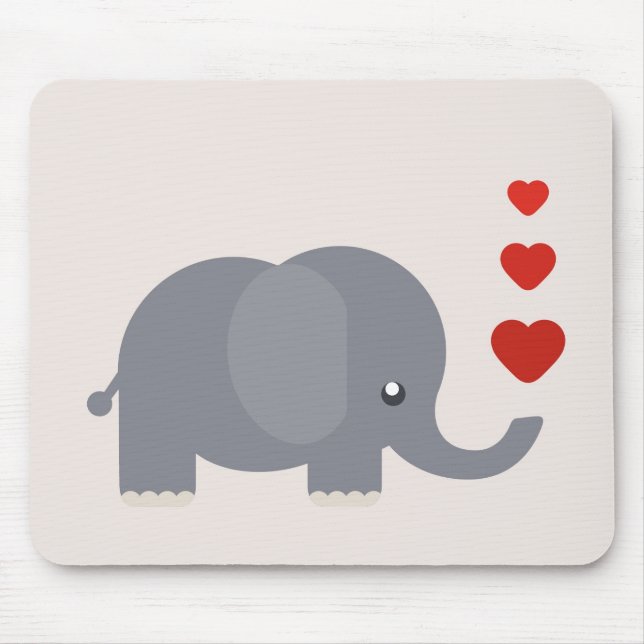 Niedlicher Elefant mit herzlicher, skurriler Liebe Mousepad (Vorne)