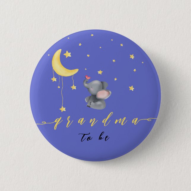 Niedlicher Elefant mit kleiner Schmetterling-Oma Button (Vorderseite)