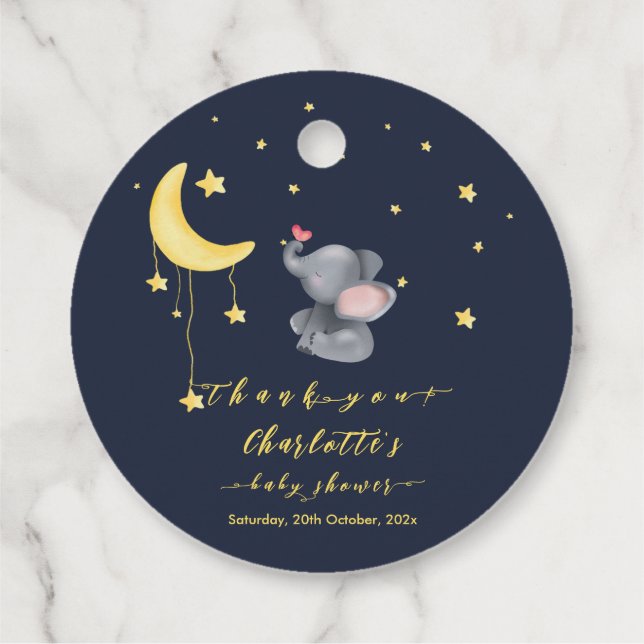 Niedlicher Elefant mit kleiner Schmetterlingsdusch Geschenkanhänger (Rückseite)