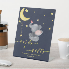 Niedlicher Elefant mit kleiner Schmetterlingsdusch Sockelschild