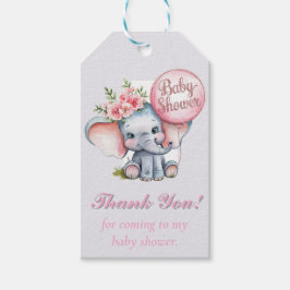 Niedlicher Elefant mit Pink Balloons Girl Danke Geschenkanhänger