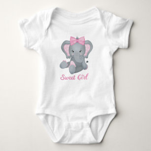Niedlicher Elefant mit rosa Bug Baby Strampler
