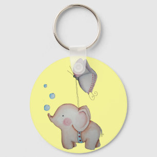 Niedlicher Elefant mit Schmetterling Schlüsselanhänger
