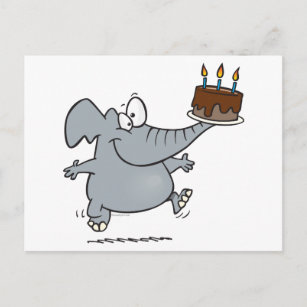 niedlicher Elefant mit Schokolade Geburtstagstorte Postkarte
