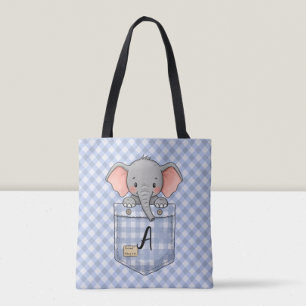 Niedlicher Elefant Peeking von Gingham Pocket