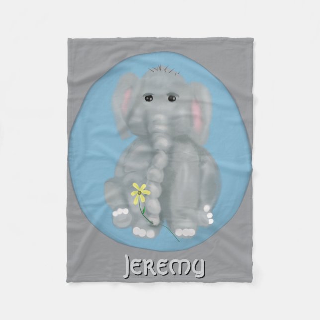 Niedlicher Elefant Personalisiert Fleece Blanket (Vorderseite)