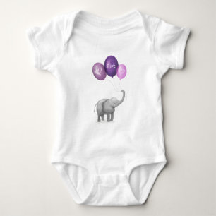 Niedlicher Elefant personalisierter Babybodyanzug  Baby Strampler