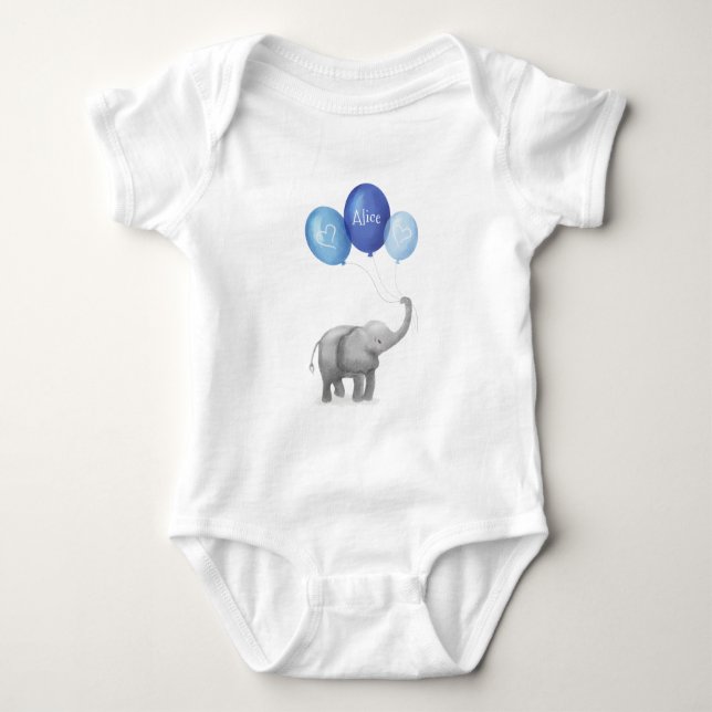 Niedlicher Elefant personalisierter Babybodysuit ( Baby Strampler (Vorderseite)