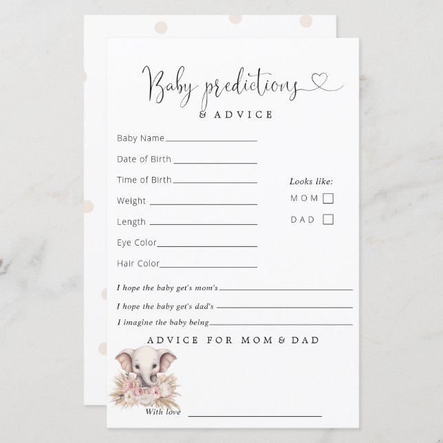 Niedlicher Elefant Pink Boho Girl Vorhersageempfeh (Vorne/Hinten)