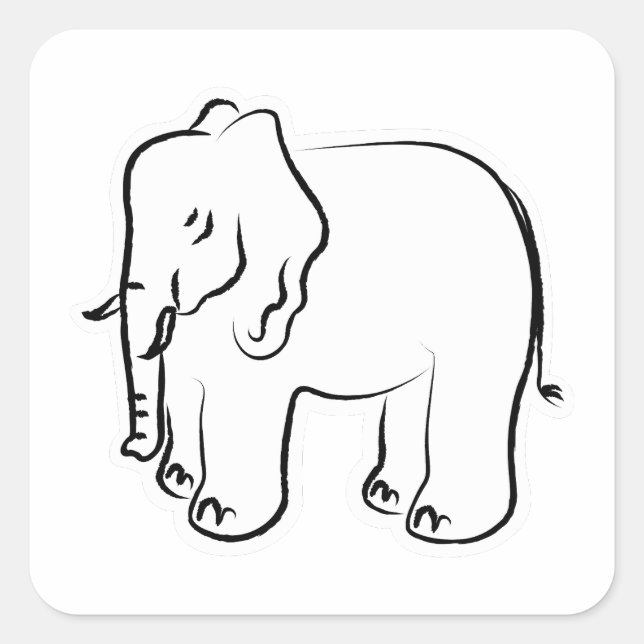 Niedlicher Elefant. Quadratischer Aufkleber (Vorderseite)