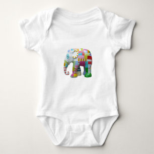Niedlicher Elefant Retro-Flickwerk Baby Strampler