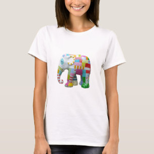 Niedlicher Elefant Retro-Flickwerk T-Shirt