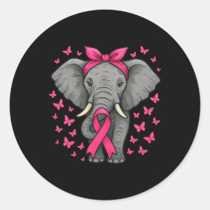 Niedlicher Elefant rosa Ribbon Brustkrebs Krieger Runder Aufkleber