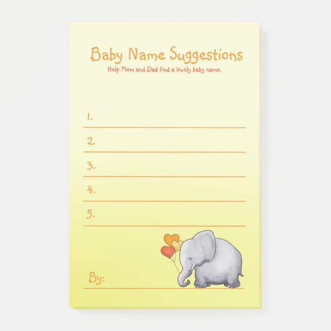 Niedlicher Elefant-schlagen neutrale Baby-Dusche Post-it Klebezettel (Vorderseite)