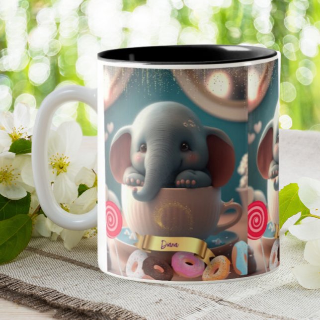 Niedlicher Elefant sitzend in einer Tasse süße Lec (Von Creator hochgeladen)