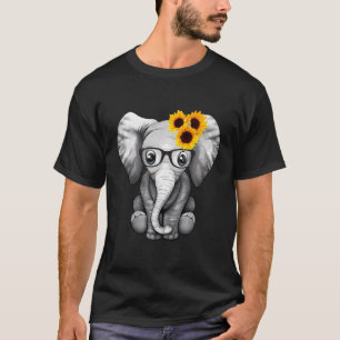 Niedlicher Elefant Sonnenblume T-Shirt