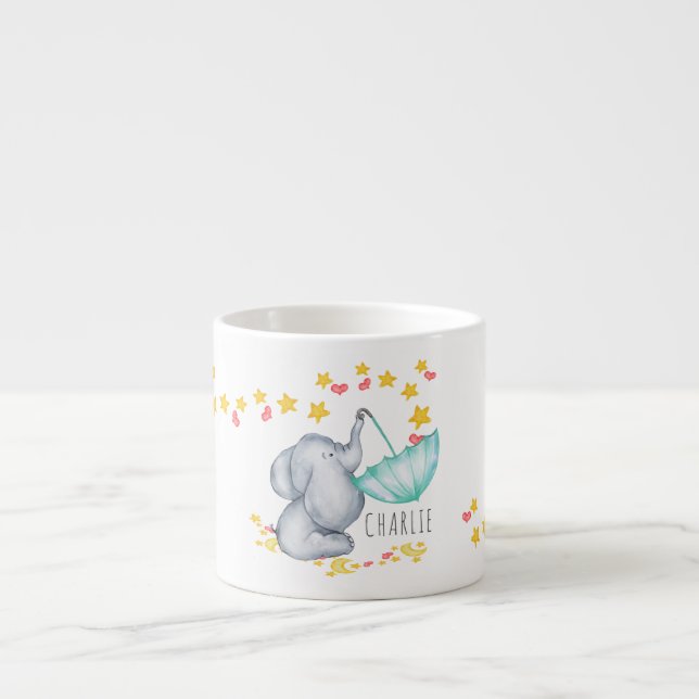Niedlicher Elefant Twinkle Tinkle Little Star Kids Espressotasse (Vorderseite)