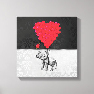 Niedlicher Elefant und Liebe Leinwanddruck