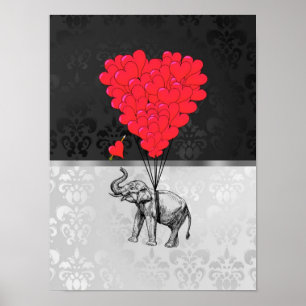 Niedlicher Elefant und Liebe Poster