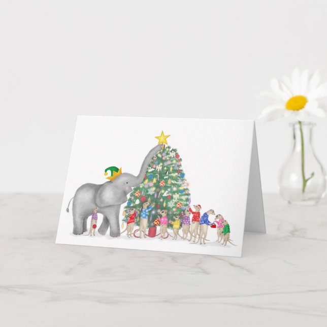 Niedlicher Elefant und Mekka Weihnachtskarte Karte (Kleine Pflanze)