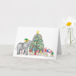 Niedlicher Elefant und Mekka Weihnachtskarte Karte