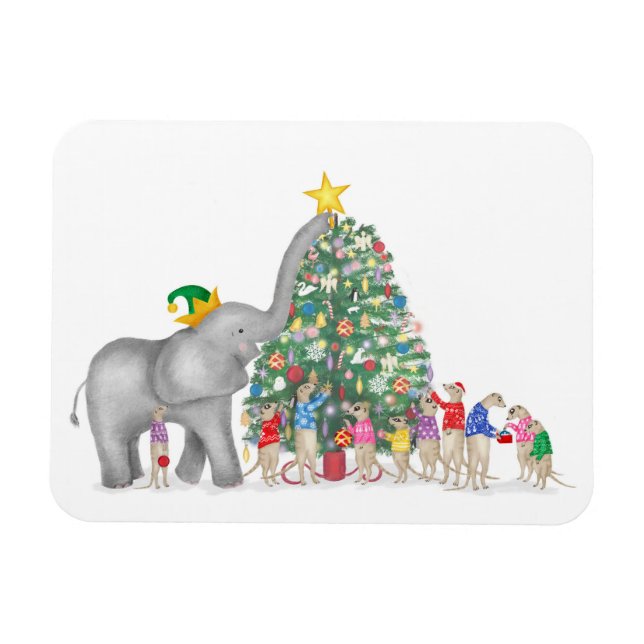 Niedlicher Elefant und Mekka Weihnachtsmagnet Magnet (Horizontal)