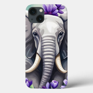 Niedlicher Elefant und violette Blumen Case-Mate iPhone Hülle