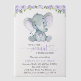 Niedlicher Elefant, violette Blumen, erster Geburt