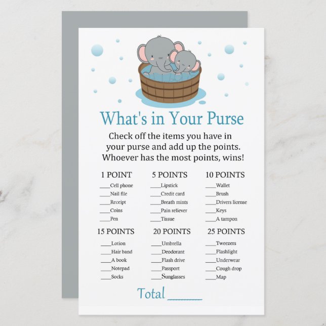 Niedlicher Elefant Was ist in deinem Geldbörsenspi (Vorne/Hinten)