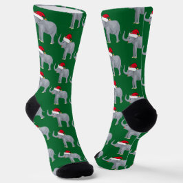 Niedlicher Elefant Weihnachten Feiertag Grün Socken
