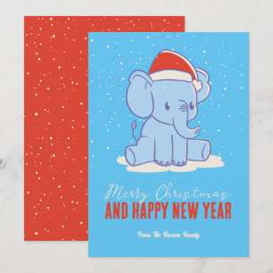 Niedlicher Elefant Weihnachtsfeiertag Frohe Weihna Feiertagskarte