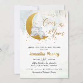 Niedlicher Elefant Wir sind über der Mond-Baby-Dus Einladung