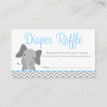 Niedlicher Elefant Zickzack Blue Diaper Raffle Tic