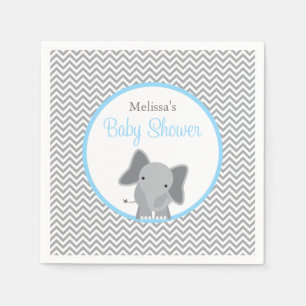 Niedlicher Elefant-Zickzack hellblaue Baby-Dusche Serviette