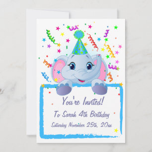 Niedlicher Elefant zum Geburtstag Einladung
